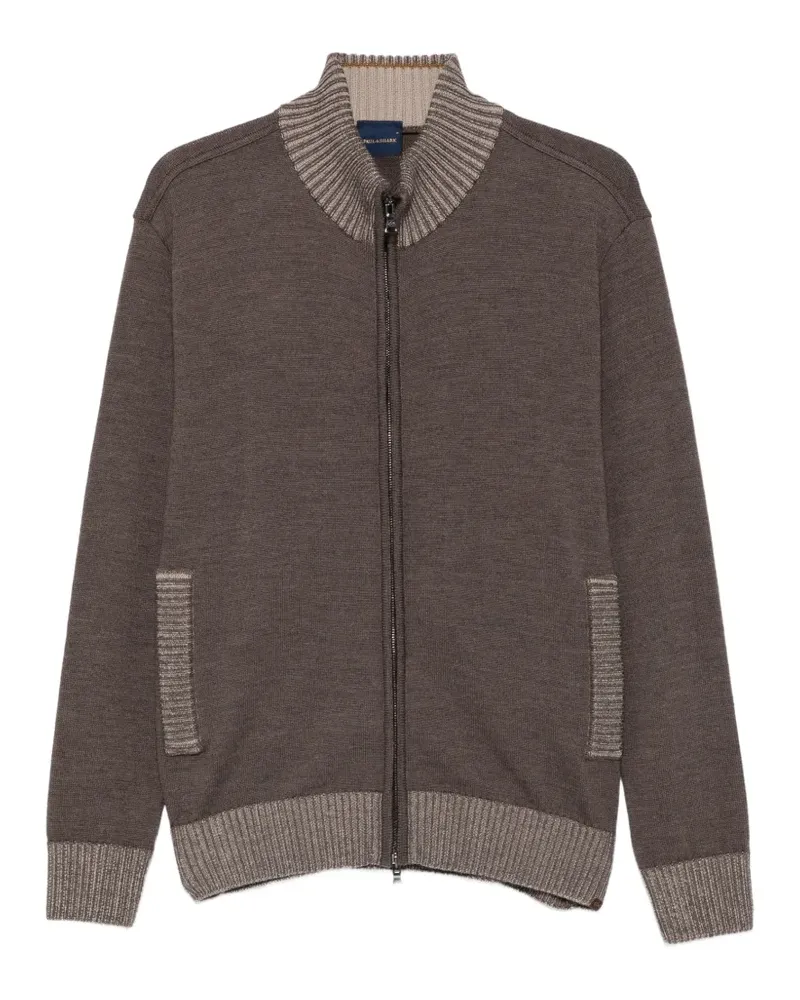 Paul & Shark Gerippter Cardigan mit Reißverschluss - Braun Braun