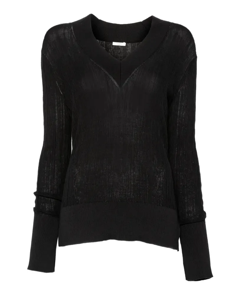 Joseph ribbed-knit V-neck top - Schwarz Schwarz
