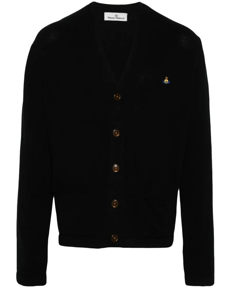Vivienne Westwood Fein gestrickter Cardigan mit V-Ausschnitt - Schwarz Schwarz