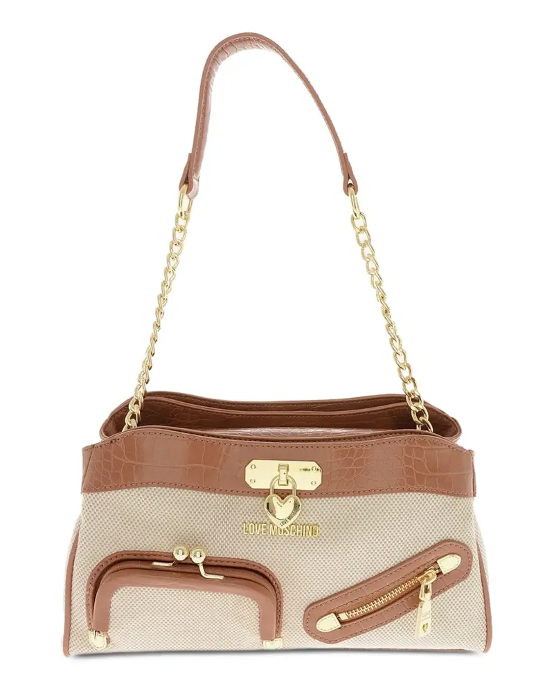 Moschino Shopper mit Kroko-Optik - Nude Nude