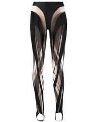 Thierry Mugler Semi-transparente Mesh-Leggings Schwarz