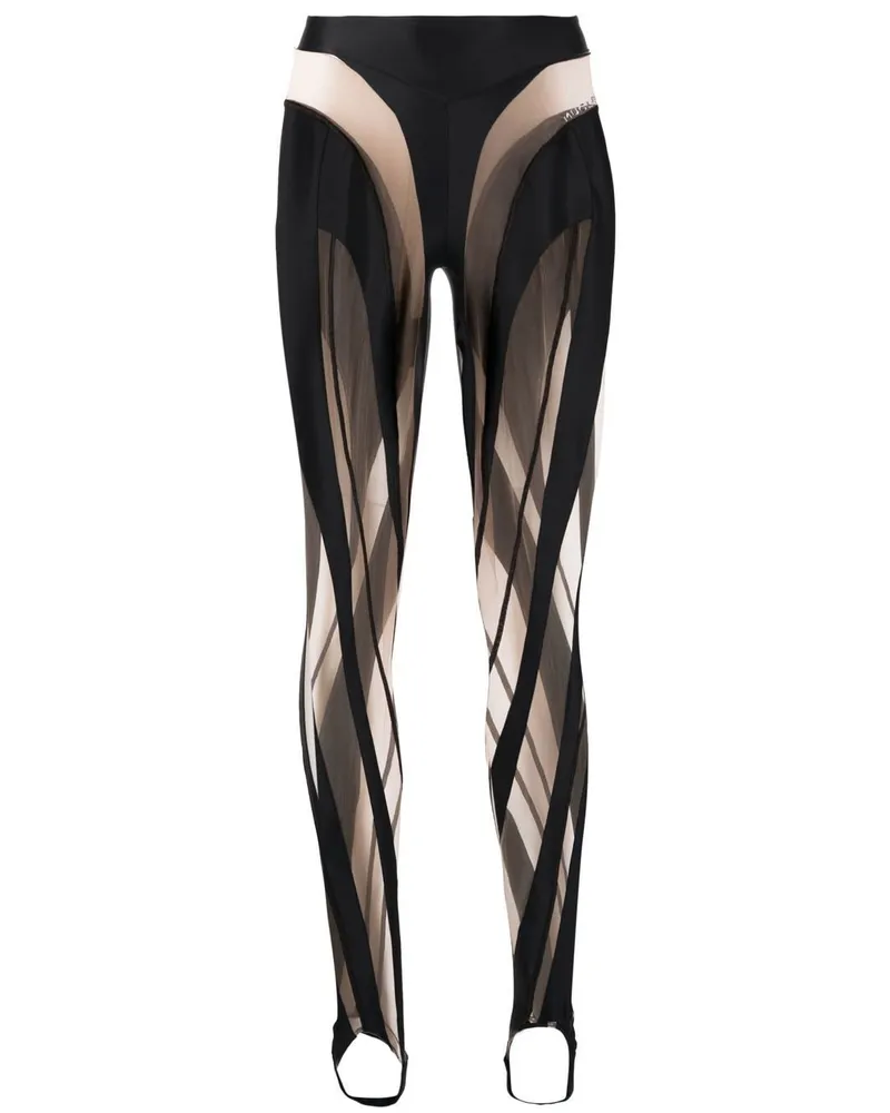 Thierry Mugler Semi-transparente Mesh-Leggings - Schwarz Schwarz