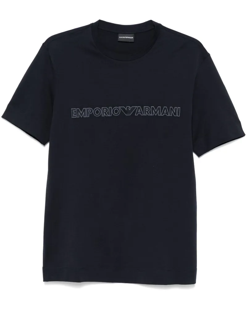 Emporio Armani T-Shirt mit Logo-Stickerei - Blau Blau