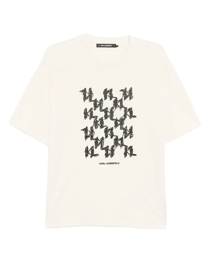 Karl Lagerfeld T-Shirt mit Monogramm-Prägung - Nude Nude