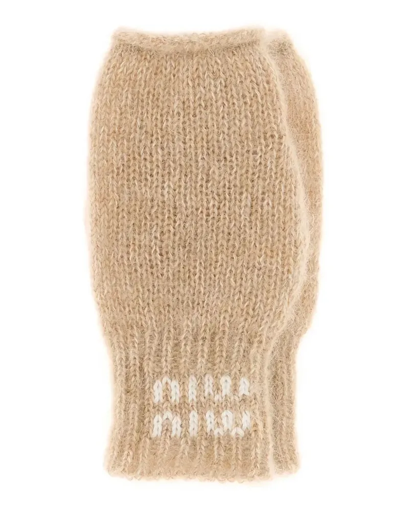 Miu Miu Handschuhe mit Logo-Detail - Nude Nude