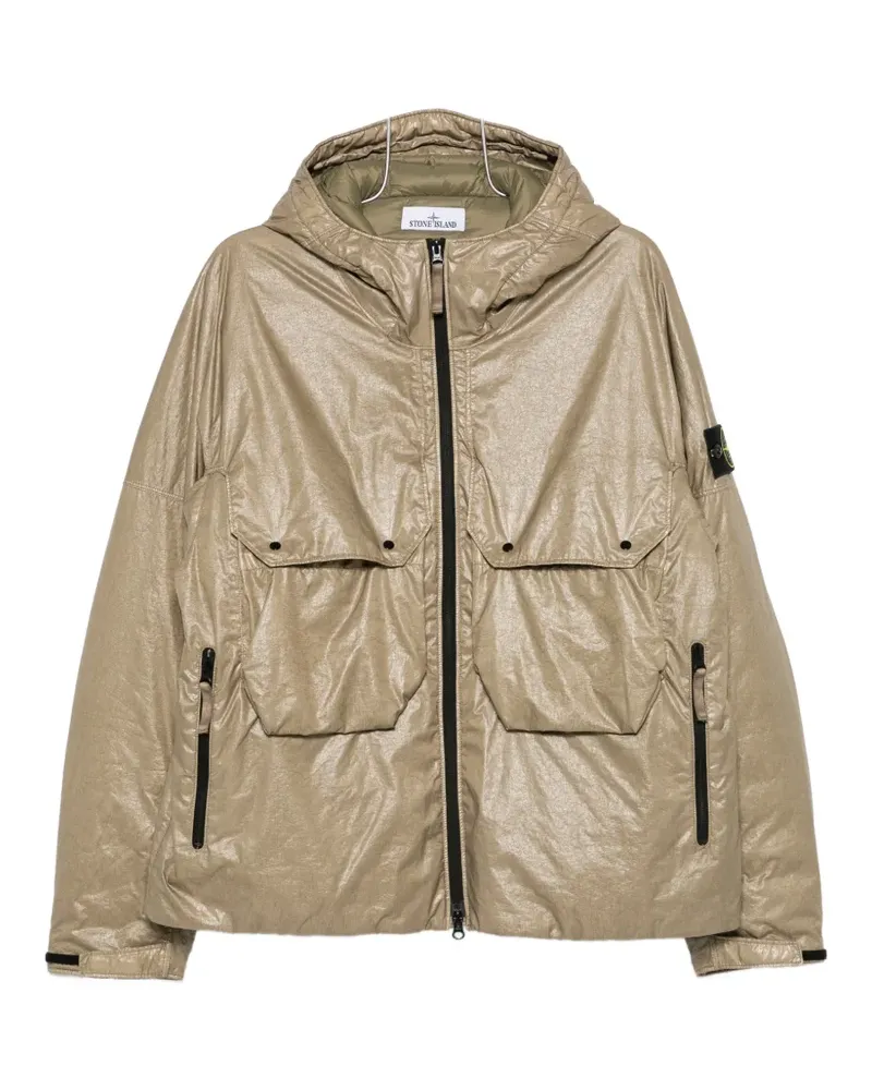 Stone Island logo-patch hooded padded jacket - Grün Grün