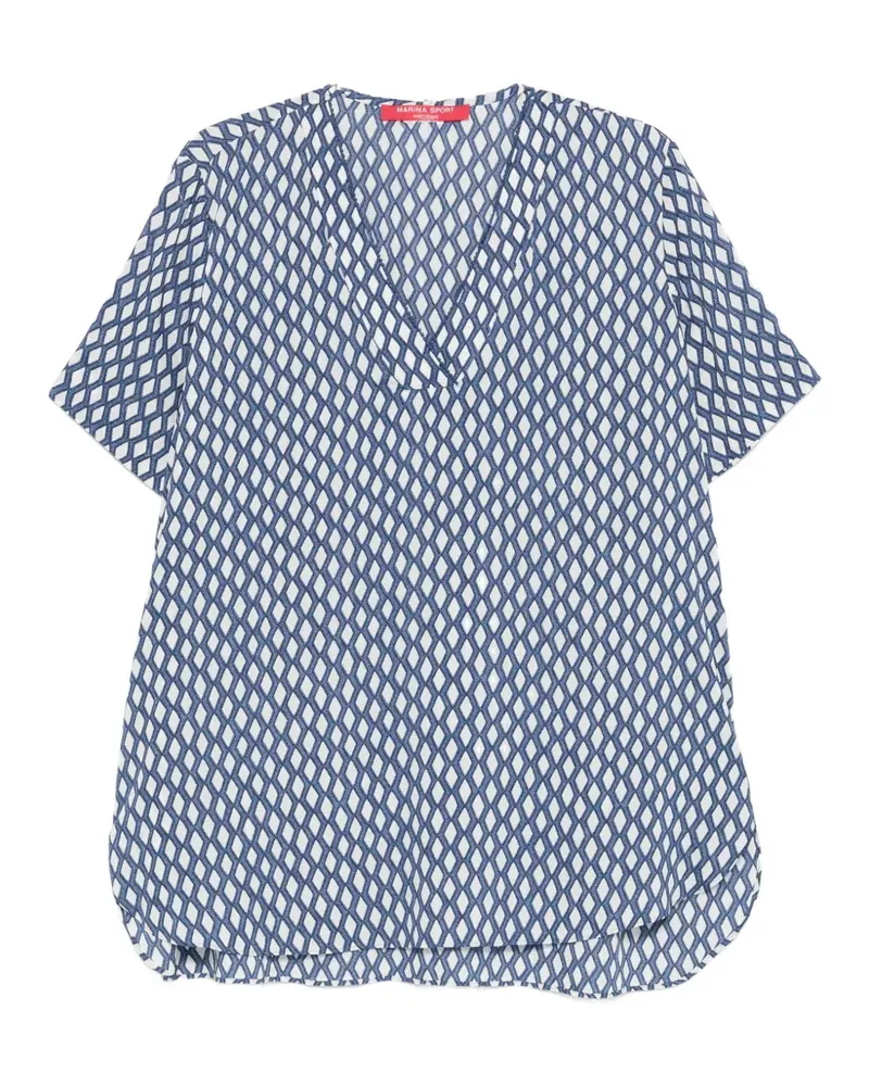 Marina Rinaldi Mrsmandare geometric-pattern V-neck top - Blau Blau