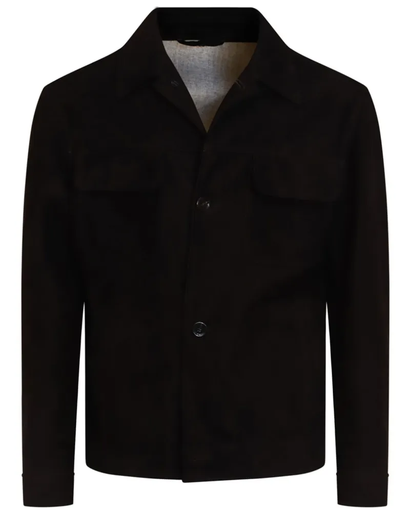 LARDINI Hemdjacke aus Wildleder - Schwarz Schwarz