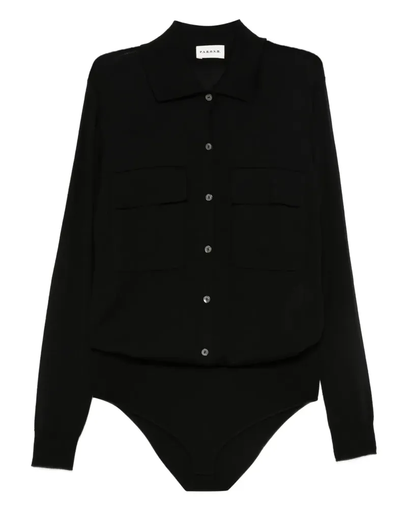 P.A.R.O.S.H. P.A.R.O H. Body mit Knopfleiste - Schwarz Schwarz