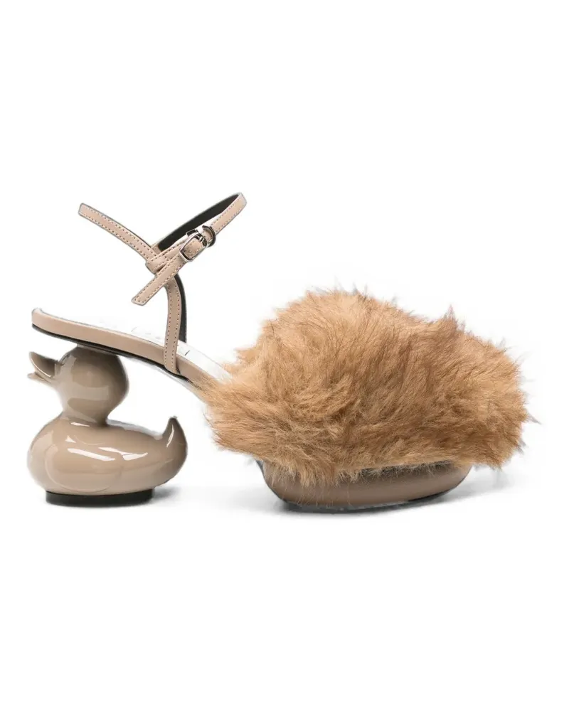 MIHARAYASUHIRO faux-fur duck-heel sandals - Braun Braun