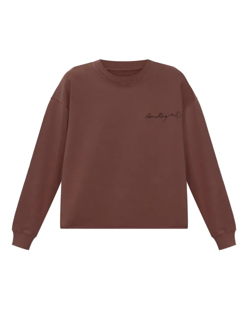Maison Margiela logo-print raw-edge sweatshirt - Braun Braun