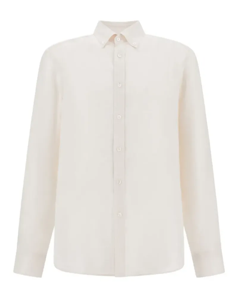 Herno Resort button-down collar linen shirt - Nude Nude