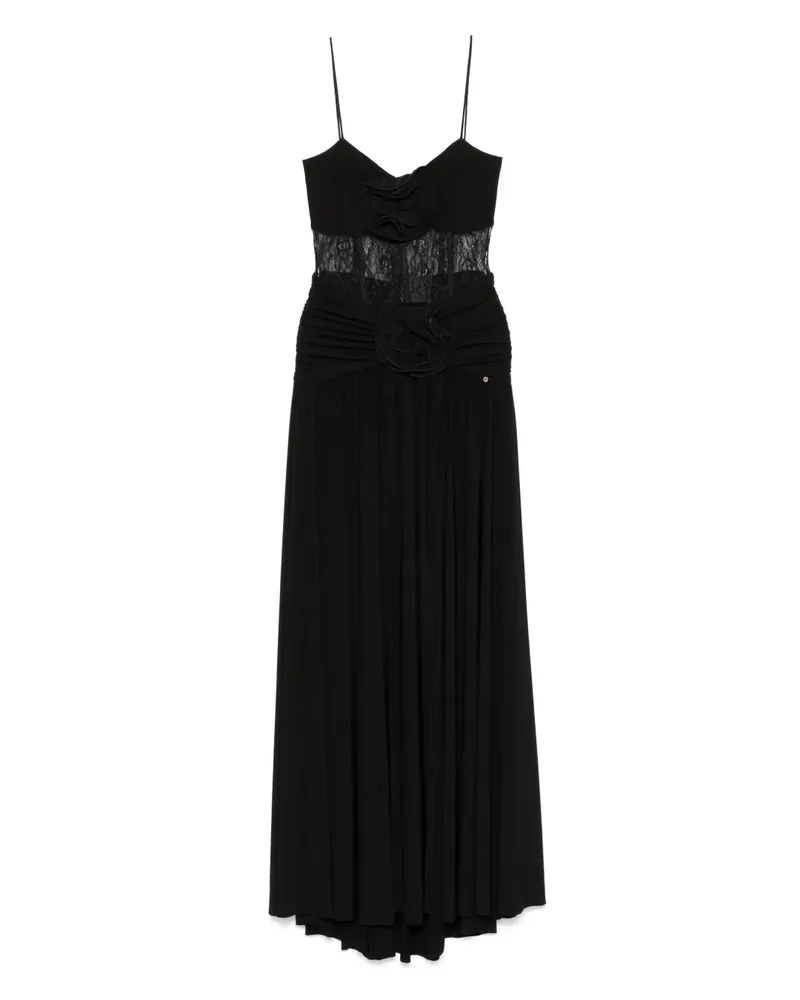 NISSA Maxikleid mit Blumenapplikation - Schwarz Schwarz