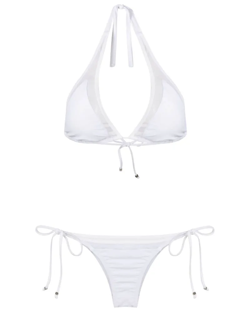 Amir Slama Triangel-Bikini mit transparenten Einsätzen - Weiß Weiß