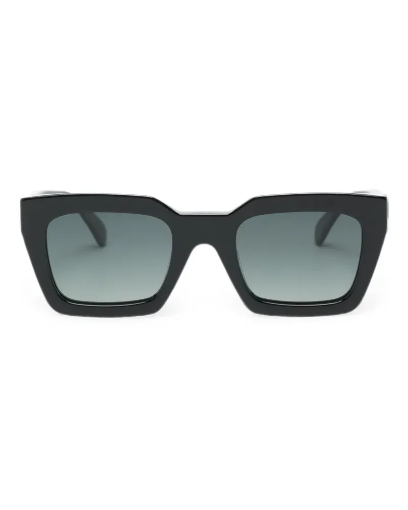 Anine Bing Eckige Sonnenbrille mit Logo-Schild - Schwarz Schwarz