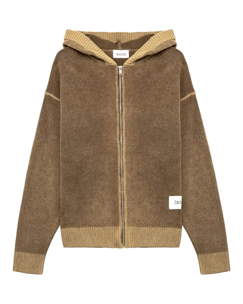 Amish Gestrickte Kapuzenjacke - Braun Braun