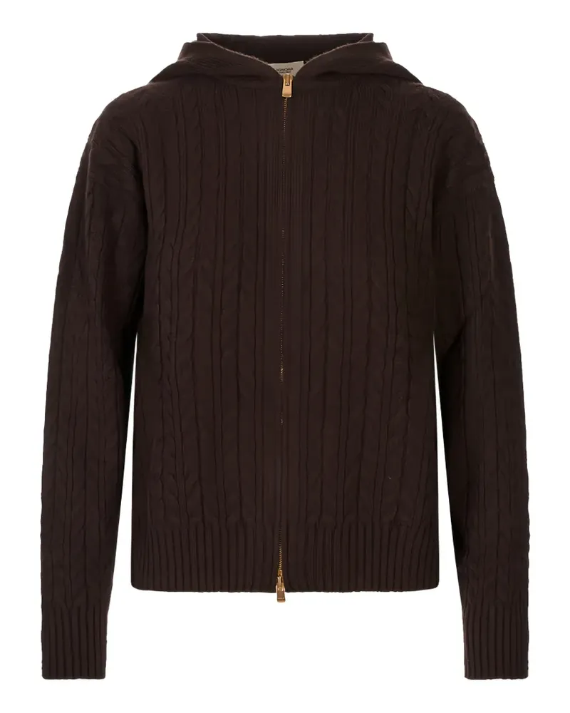 AGNONA cable-knit hoodie - Braun Braun