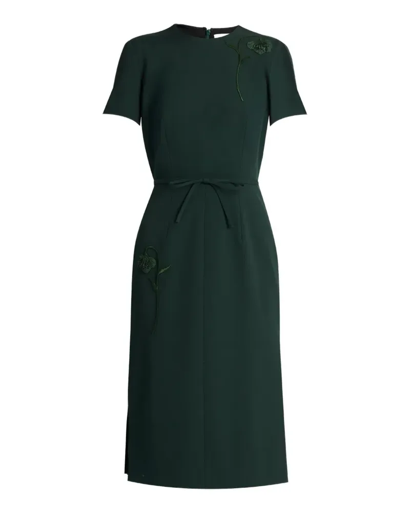 Erdem floral-embroidered pleated dress - Grün Grün