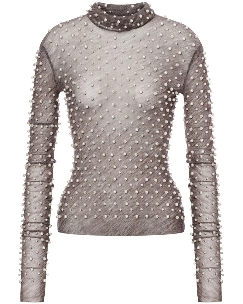 Philosophy Di Lorenzo Serafini Semi-transparentes Oberteil mit Perlen - Grau Grau