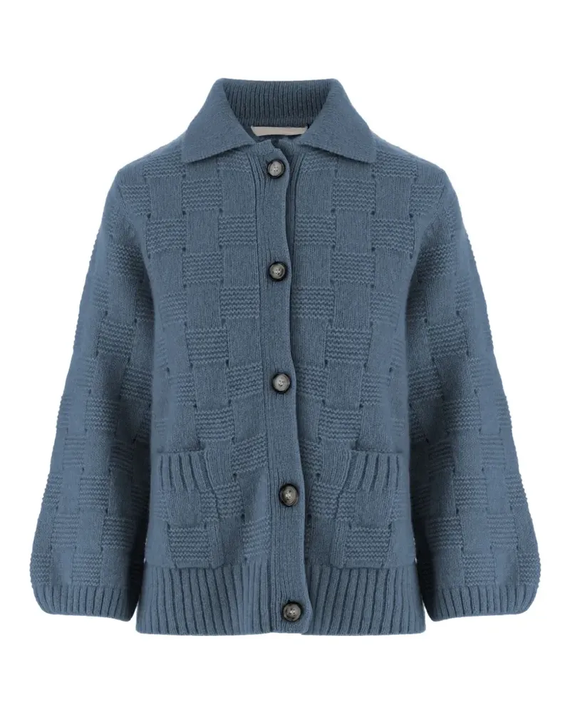 ALLUDE Cardigan mit Webmuster - Blau Blau