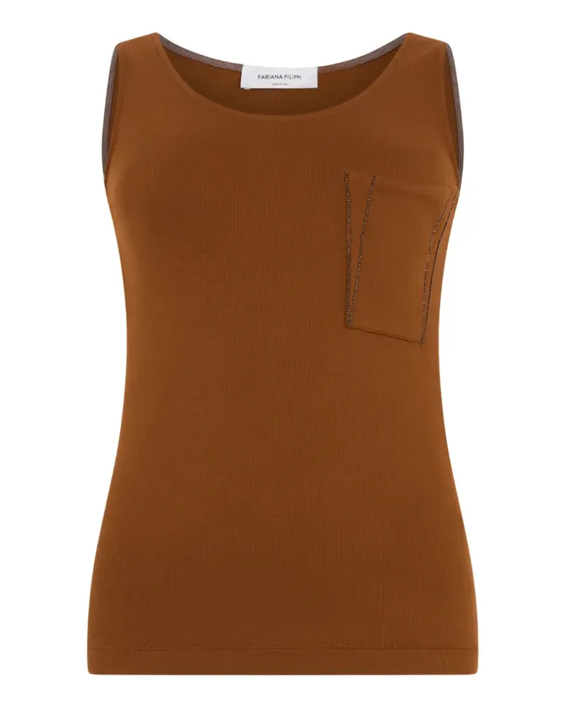 Fabiana Filippi pocket-detail round-neck top - Braun Braun