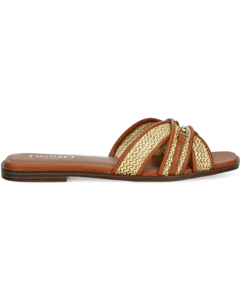 Twin-Set Flache Sandalen mit geflochtenem Riemen - Braun Braun