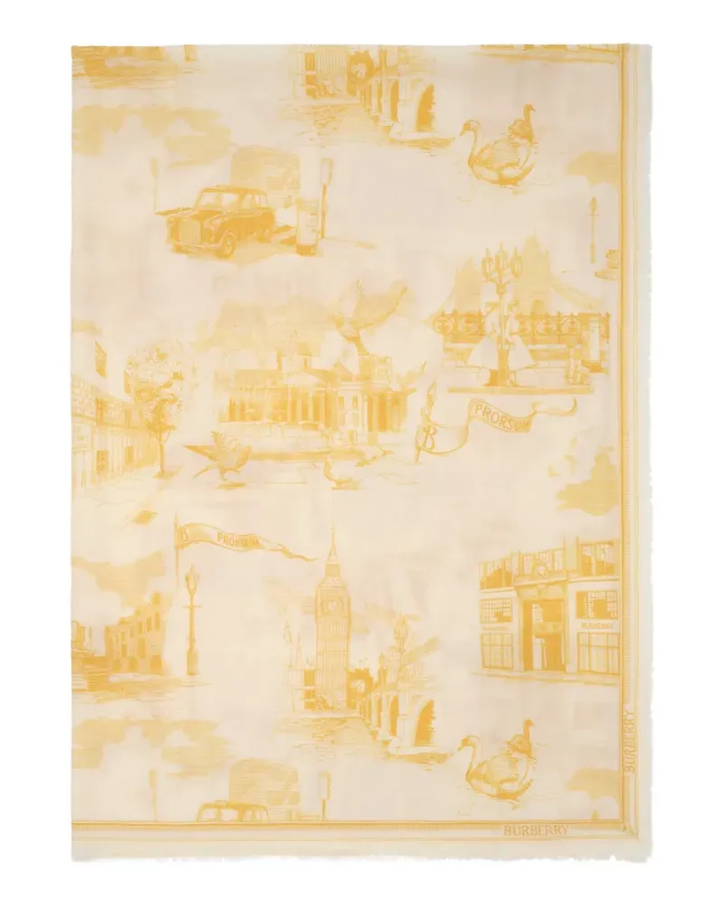 Burberry London Landmarks wool silk scarf - Nude Nude