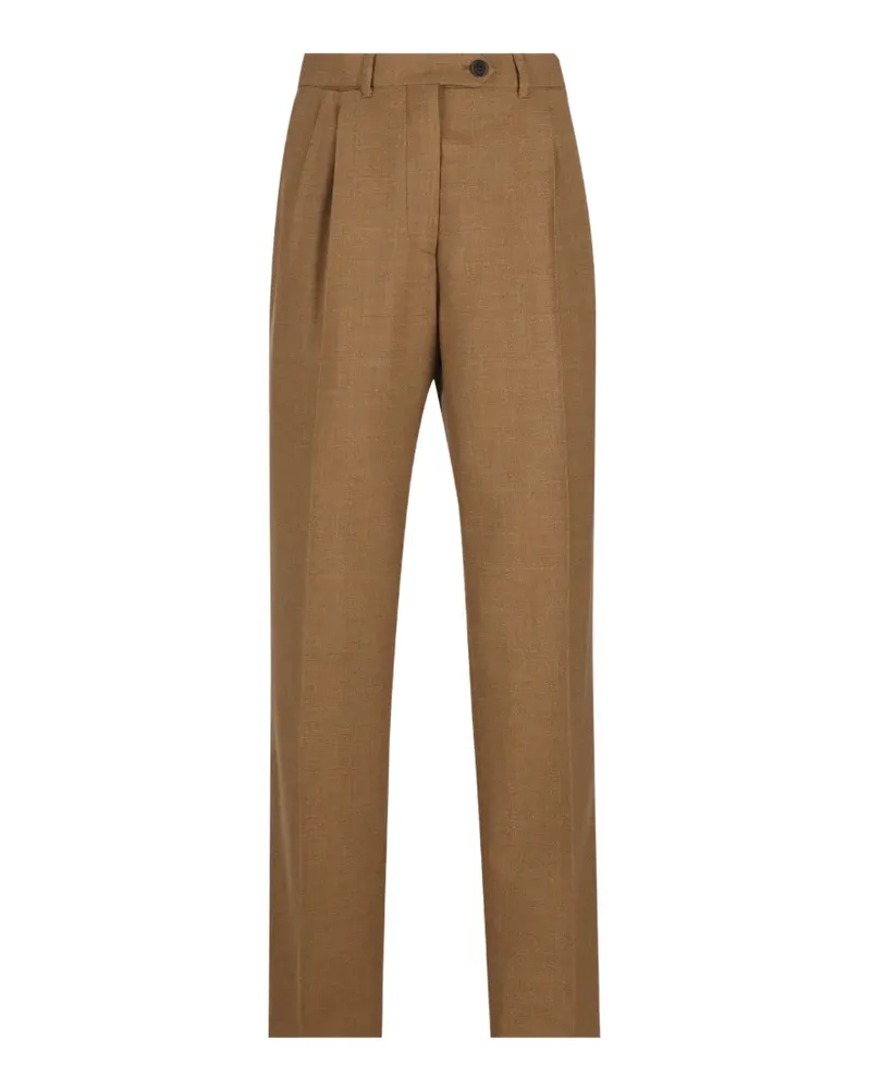 Prada pleated virgin-wool trousers - Nude Nude