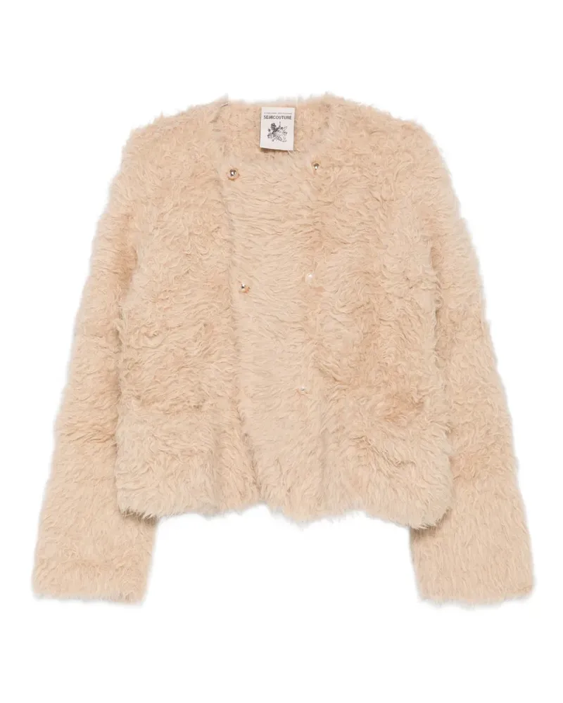Semicouture Doppelreihige Jacke aus Fake Fur - Nude Nude