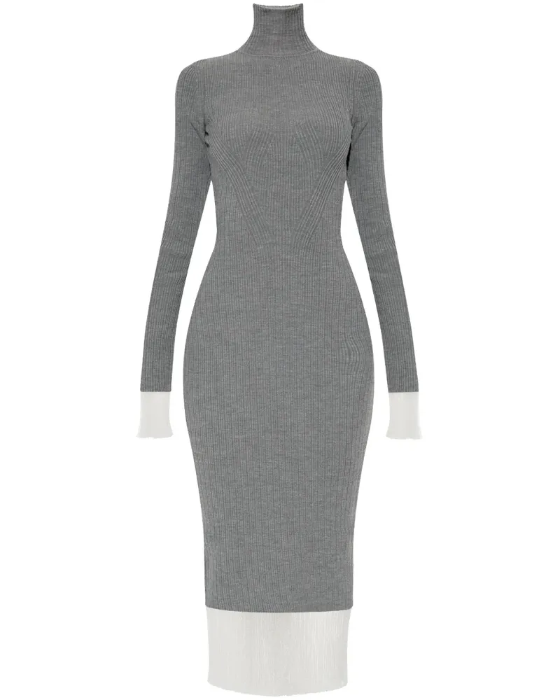SPORTMAX Geripptes Midikleid im Layering-Look - Grau Grau