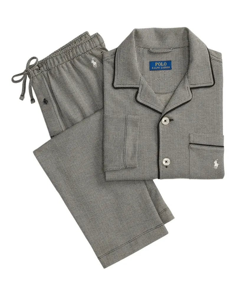 Ralph Lauren Pyjama mit Fischgrätenmuster - Schwarz Schwarz