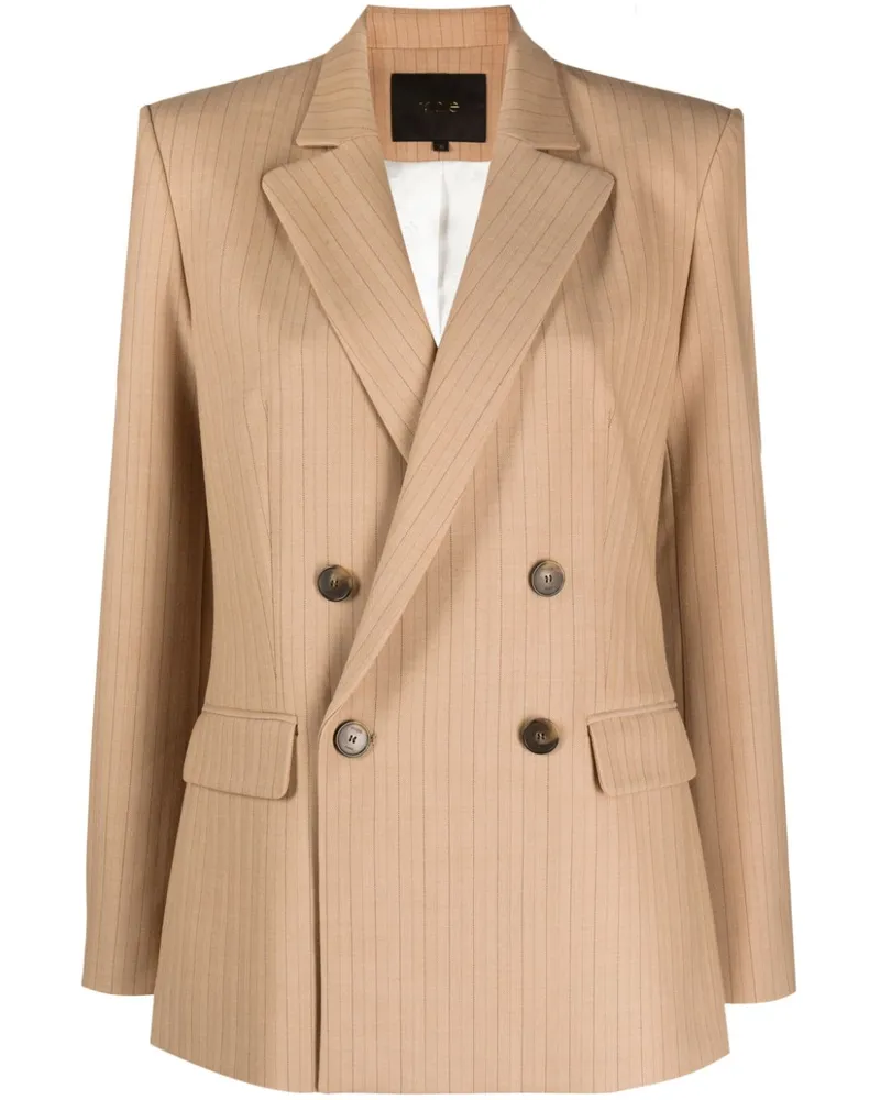 Maje Doppelreihiger Blazer mit Nadelstreifen Nude