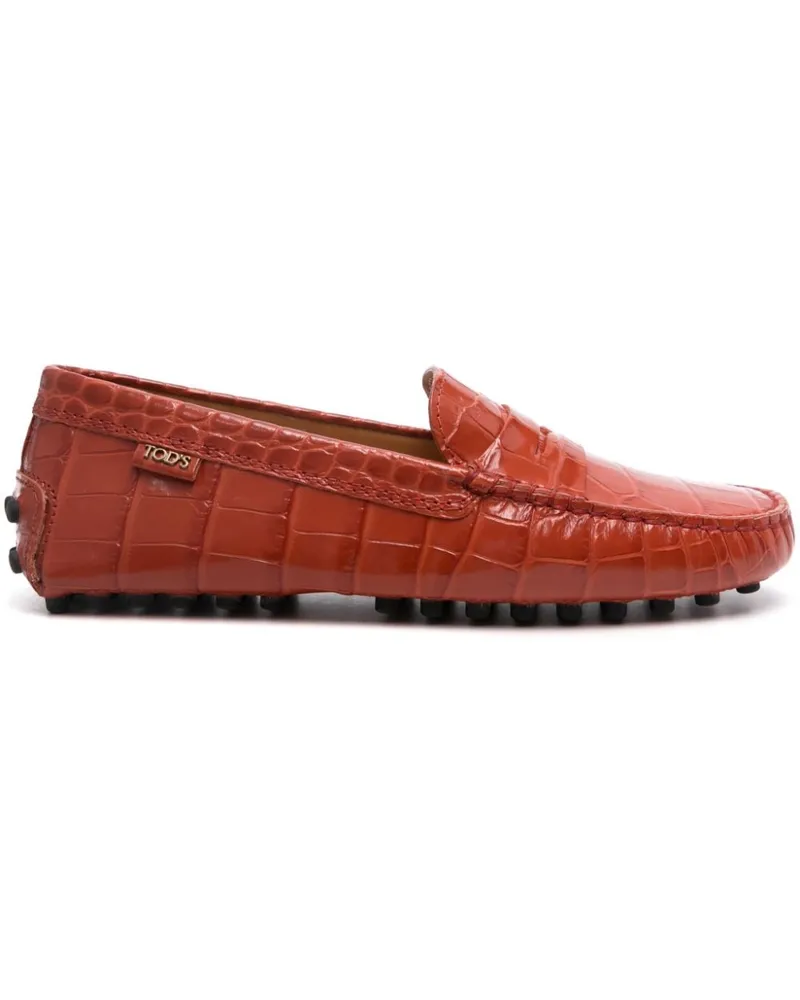 TOD'S Gommino Loafer mit Kroko-Optik - Orange Orange
