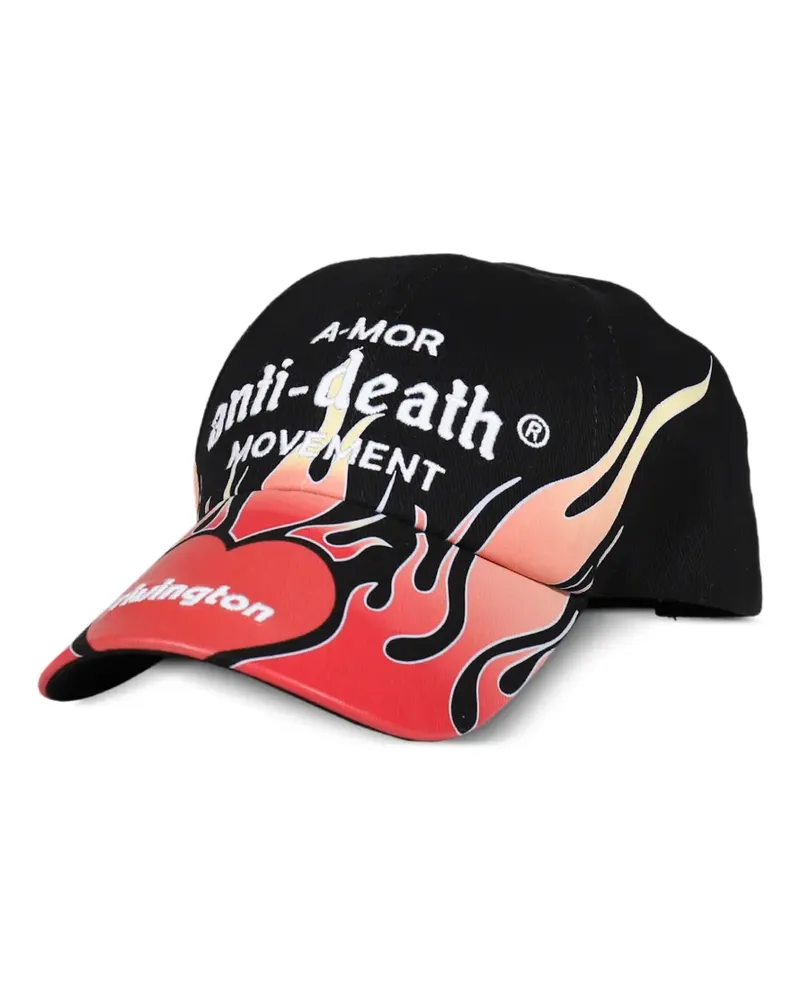 RRR123 flame-print embroidered cap - Schwarz Schwarz