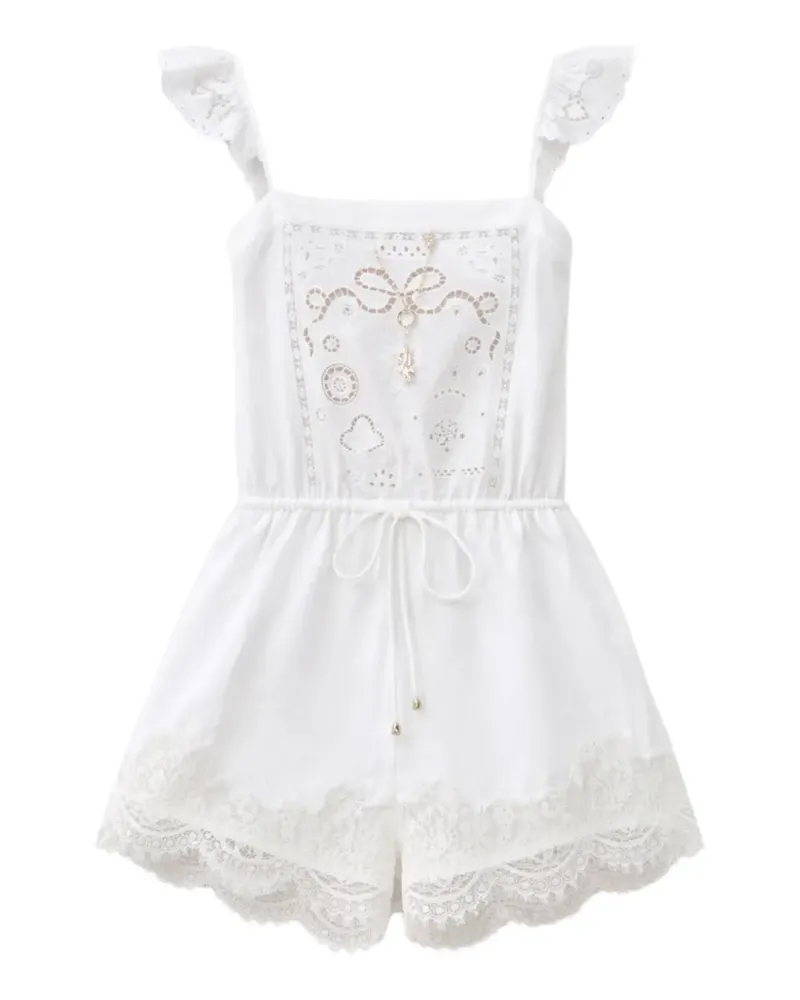 Self-Portrait Playsuit mit Spitzenbesatz - Weiß Weiß