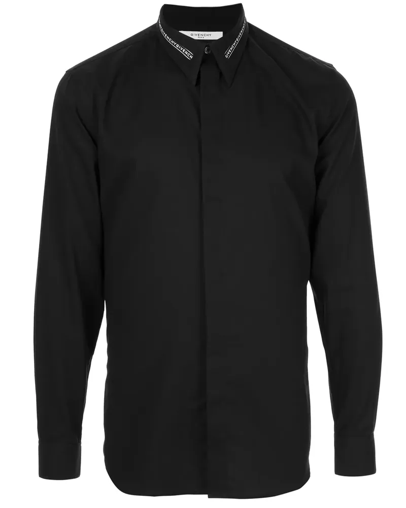 Givenchy Schmales Hemd mit Logo-Kragen - Schwarz Schwarz