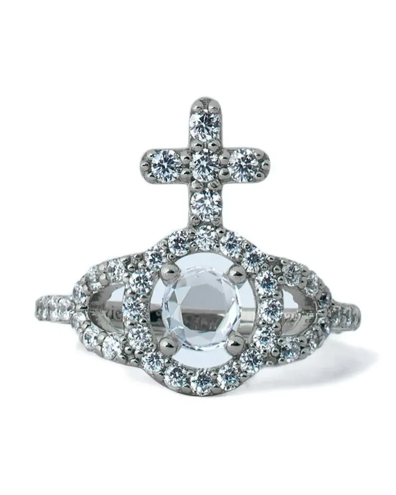 Vivienne Westwood cross orb crystal ring - Silber Silber