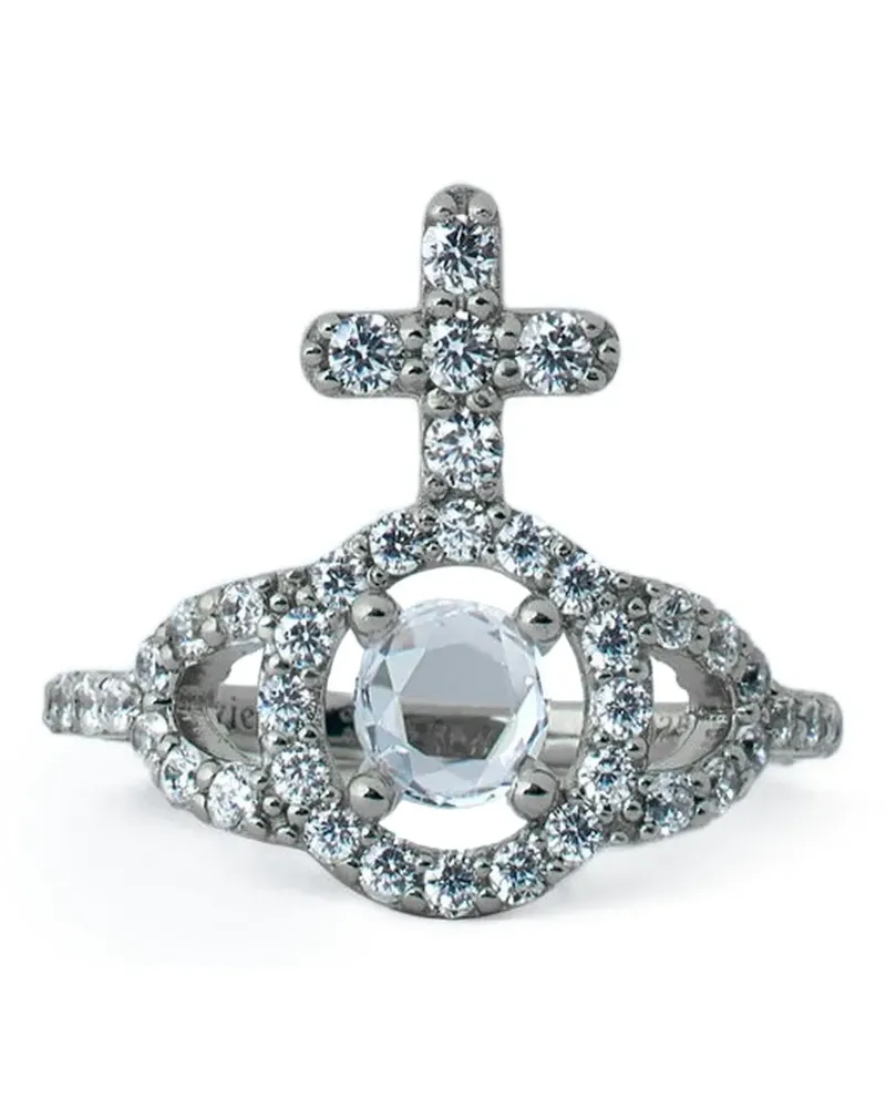 Vivienne Westwood cross orb crystal ring - Silber Silber