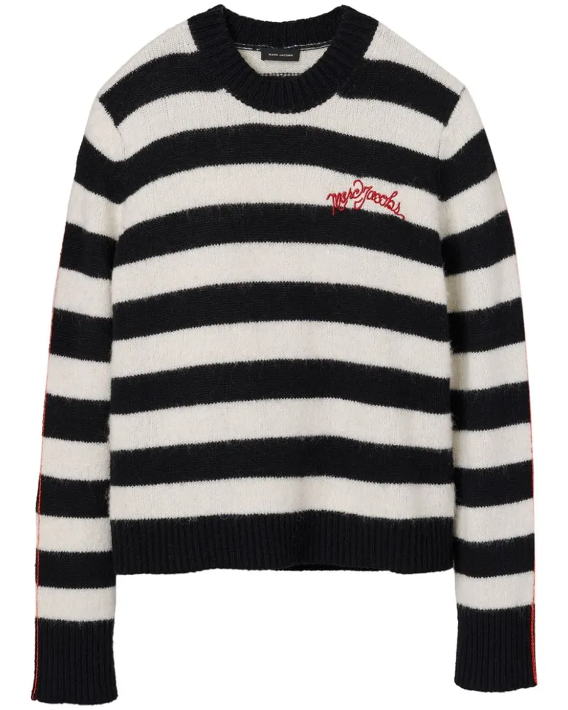 Marc Jacobs Gestreifter Pullover mit Logo-Stickerei - Schwarz Schwarz