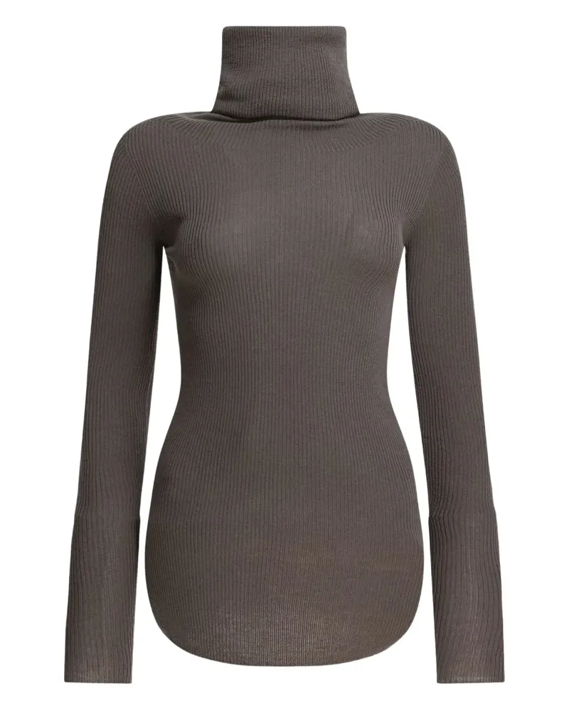 Rick Owens Gerippter Rollkragenpullover - Braun Braun