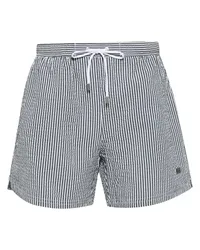 HUGO BOSS Gestreifte Velvetfish Badeshorts Blau