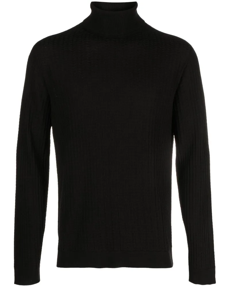 Giorgio Armani Intarsien-Pullover mit Rollkragen Schwarz