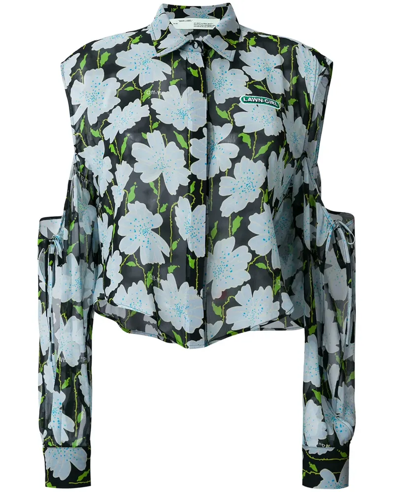 OFF-WHITE Klassisches Cropped-Seidenhemd - Mehrfarbig Mehrfarbig