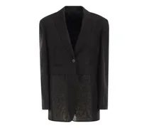 transparent-insert single-breasted blazer - Schwarz