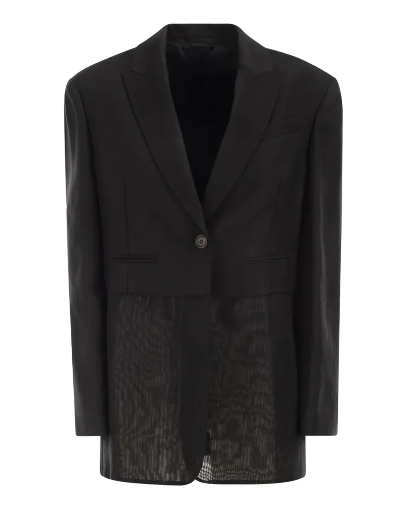 Brunello Cucinelli transparent-insert single-breasted blazer - Schwarz Schwarz