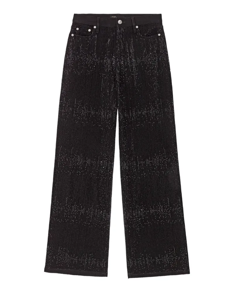 Maje rhinestone-embellished wide-leg jeans - Schwarz Schwarz