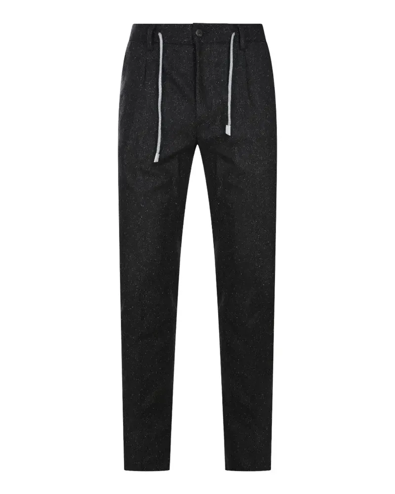 Eleventy herringbone-pattern drawstring trousers - Schwarz Schwarz