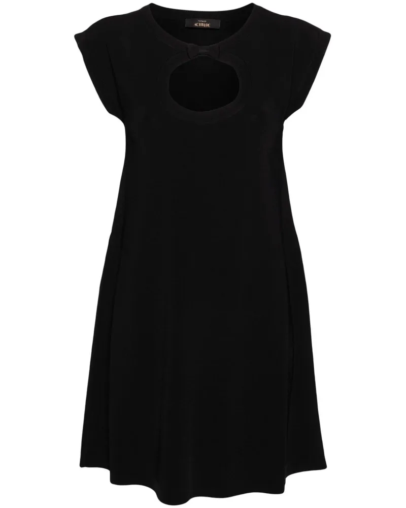 Twin-Set Geripptes Minikleid mit Cut-Out - Schwarz Schwarz