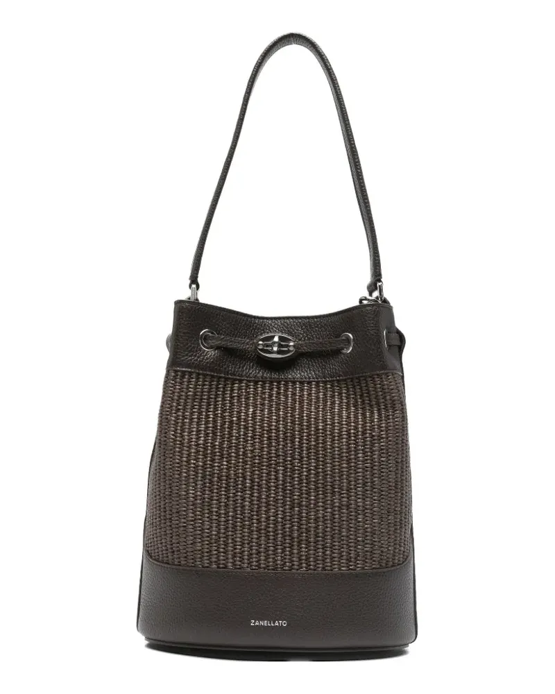 Zanellato small Monda' woven-panel bucket bag - Braun Braun