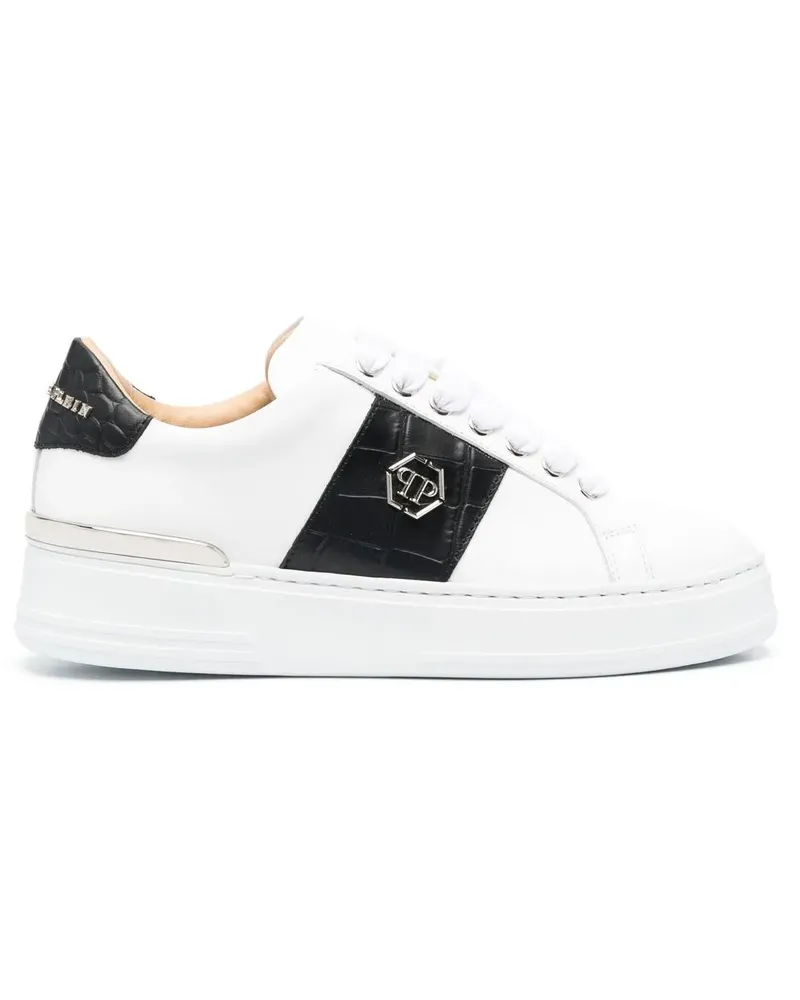 Philipp Plein Sneakers mit Logo-Schild - Weiß Weiß